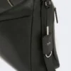 Large, low-sheen leather handbag, black
