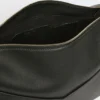 Large, low-sheen leather handbag, black