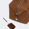 Large nubuck leather boston bag, dark brown