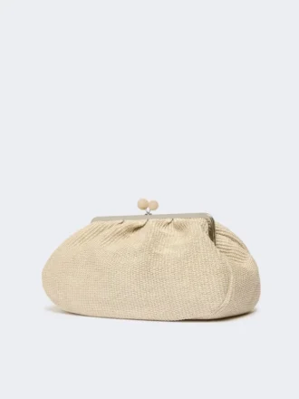 Large raffia-effect pasticcino bag, turtledove
