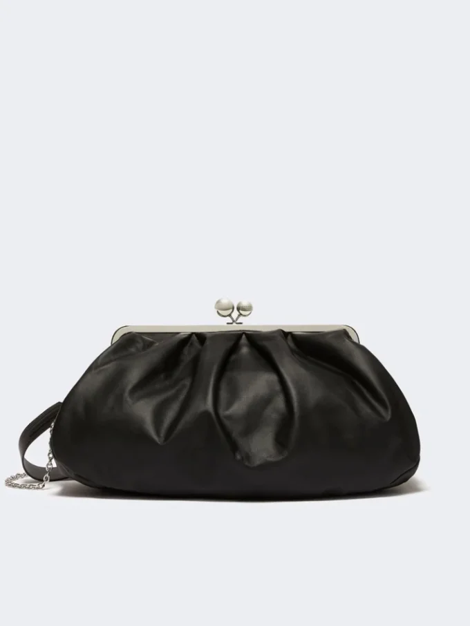 Large sheepskin pasticcino bag, black