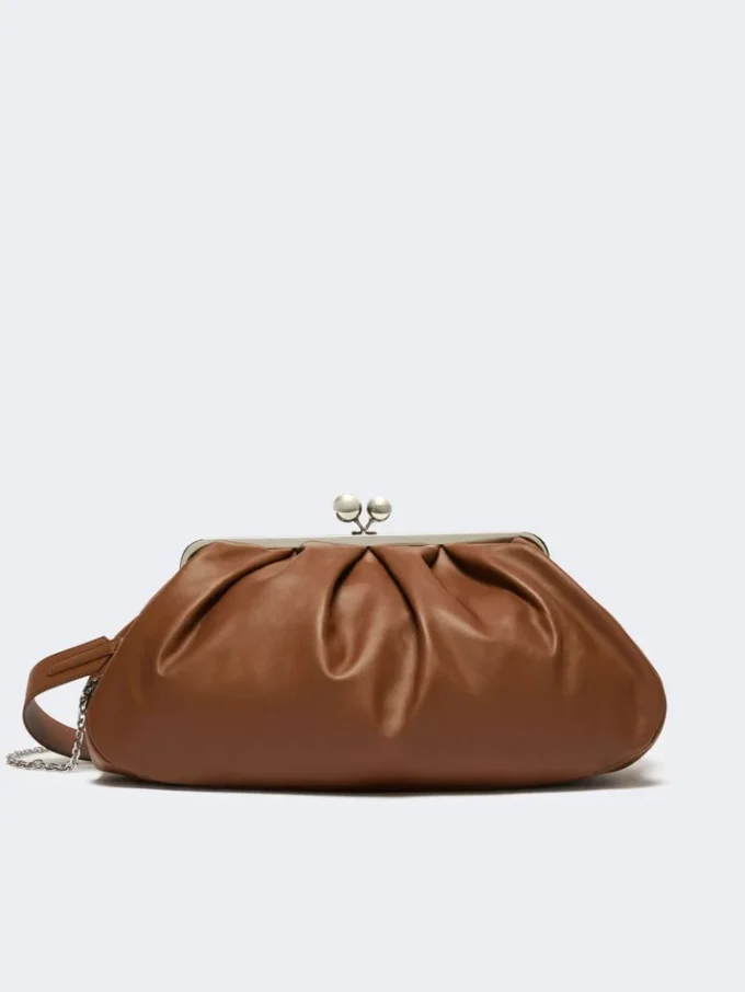 Large sheepskin pasticcino bag, tobacco
