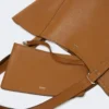 Leather archetipo handbag, amber brown