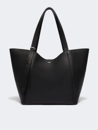 Leather archetipo handbag, black
