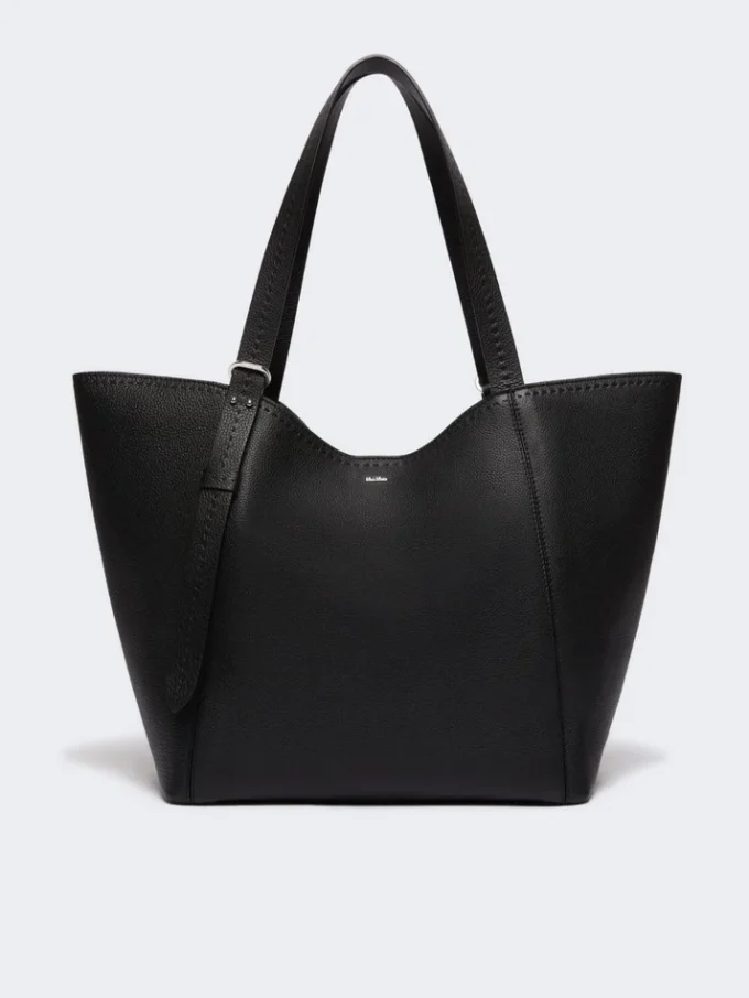 Leather archetipo handbag, black