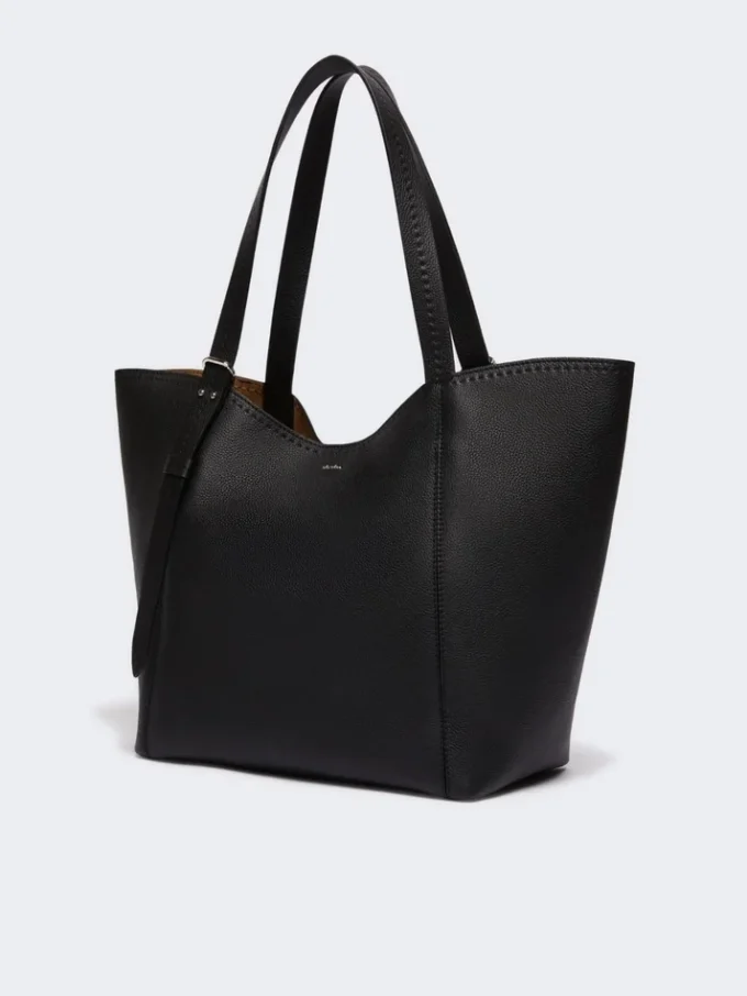 Leather archetipo handbag, black