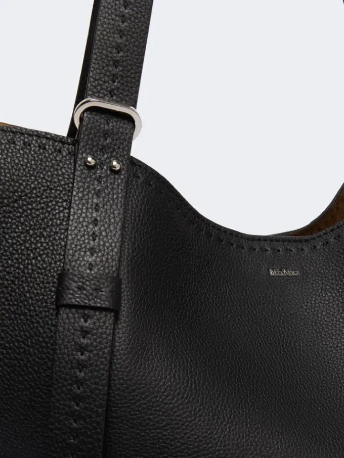 Leather archetipo handbag, black