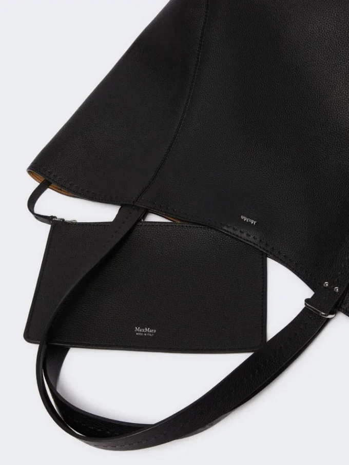 Leather archetipo handbag, black