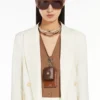 Leather badge holder, amber brown