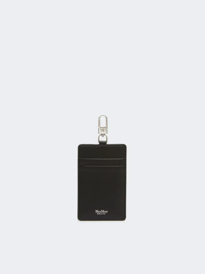Leather badge holder, black Leather badge holder, black