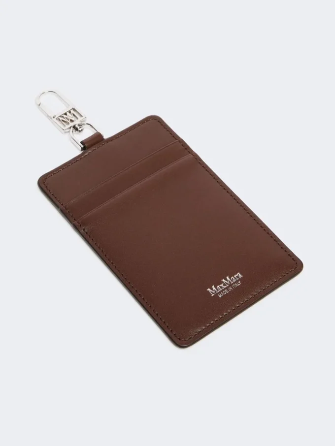 Leather badge holder, cocoa