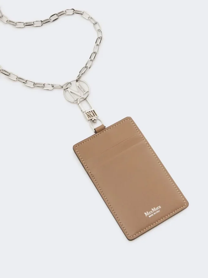 Leather badge holder, mud Leather badge holder, mud