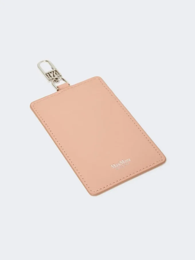 Leather badge holder, pink Leather badge holder, pink