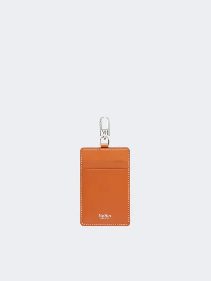 Leather badge holder, rust