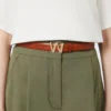 Leather belt with logo buckle, tobacco Leather belt with logo buckle, tobacco