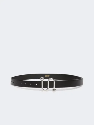 Leather belt with s buckle, black Leather belt with s buckle, black