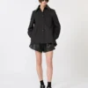 Leather bermuda shorts, black