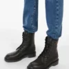 Leather combat boots, black