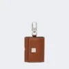 Leather earphone pouch, amber brown
