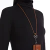 Leather earphone pouch, amber brown