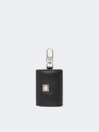 Leather earphone pouch, black