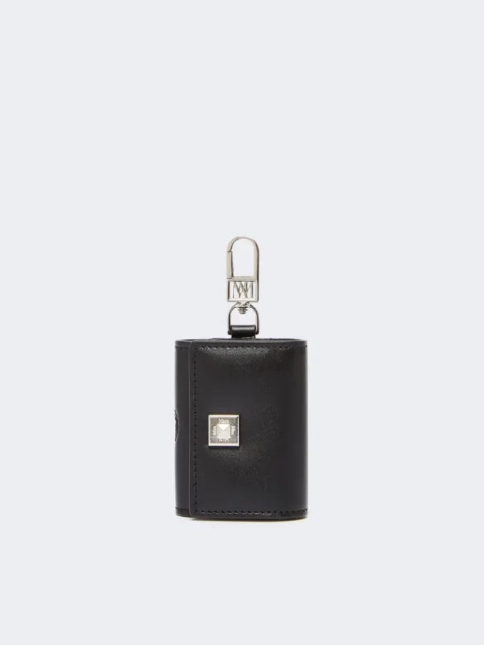 Leather earphone pouch, black Leather earphone pouch, black