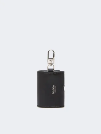 Leather earphone pouch, black