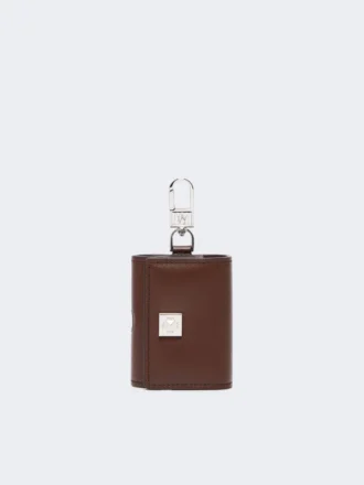 Leather earphone pouch, cocoa