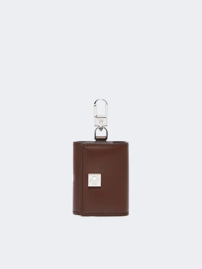 Leather earphone pouch, cocoa