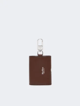 Leather earphone pouch, cocoa