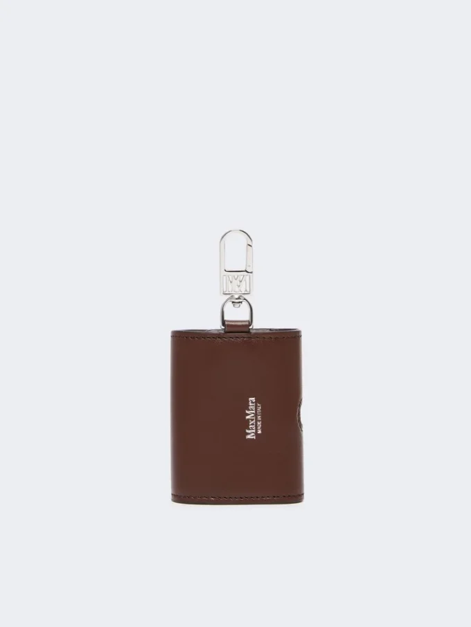 Leather earphone pouch, cocoa