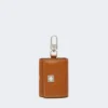 Leather earphone pouch, rust