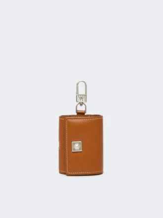 Leather earphone pouch, rust