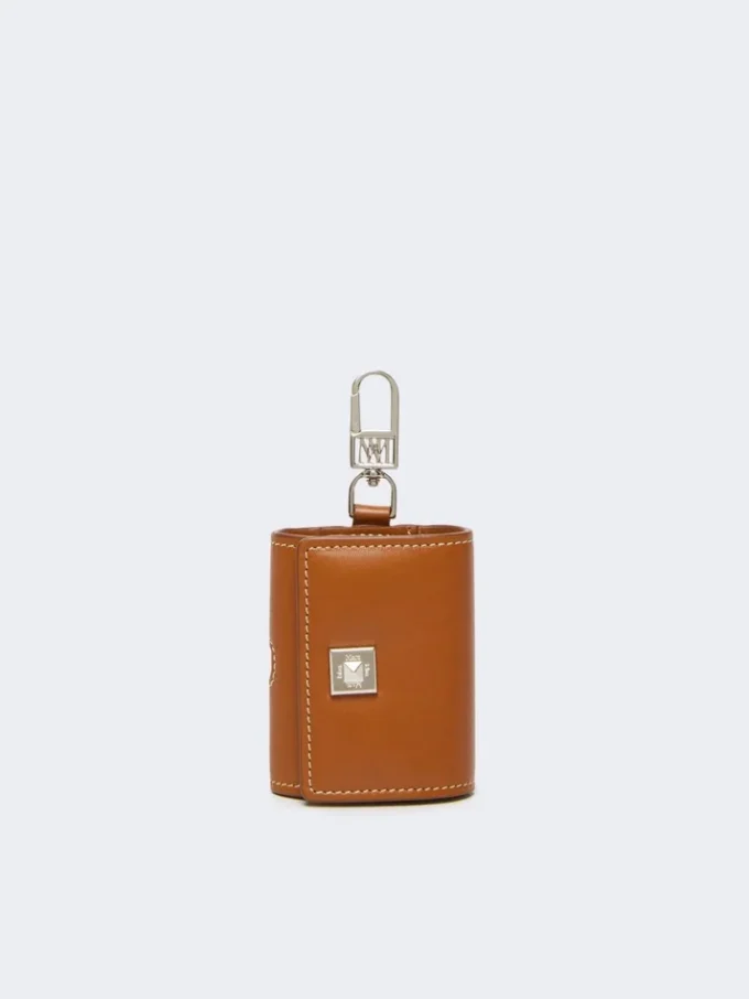 Leather earphone pouch, rust