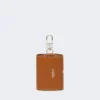 Leather earphone pouch, rust