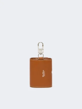 Leather earphone pouch, rust