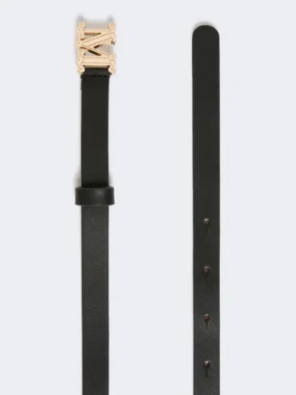 Leather monogram belt, black