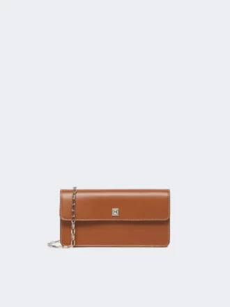 Leather phone pouch, amber brown