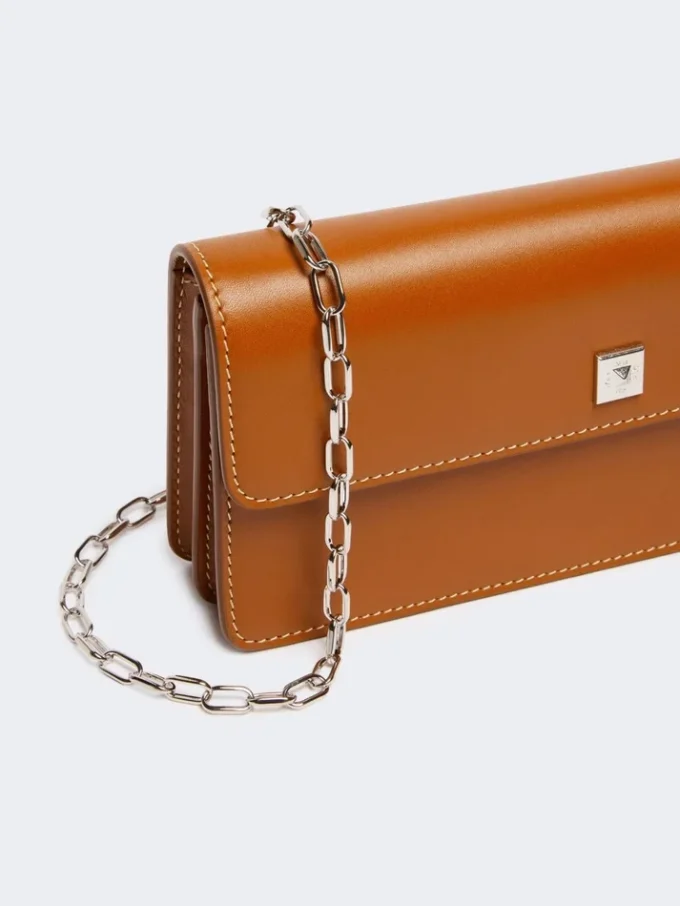 Leather phone pouch, rust