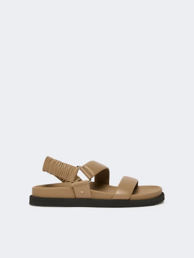 Leather sandals, mud