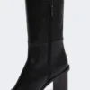 Leather thigh-high boots, black Leather thigh-high boots, black