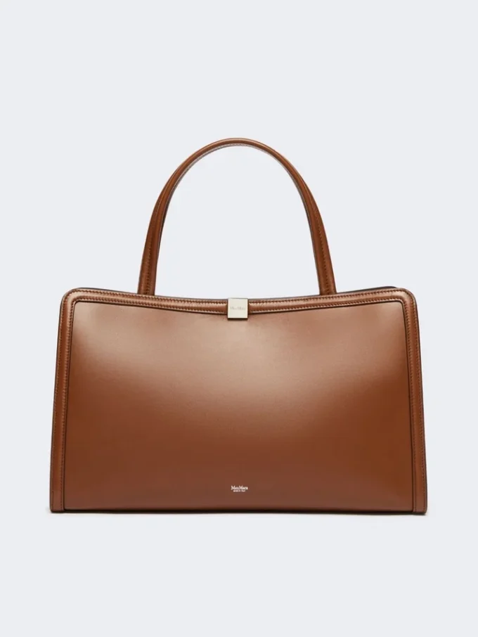 Leather tote bag, tobacco Leather tote bag, tobacco
