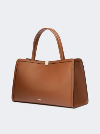 Leather tote bag, tobacco