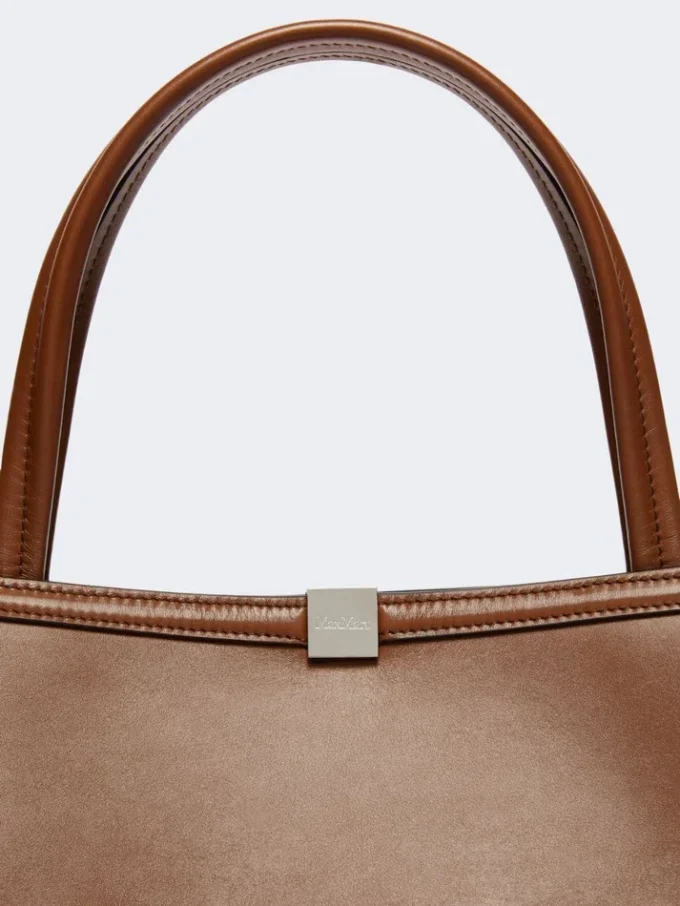 Leather tote bag, tobacco Leather tote bag, tobacco