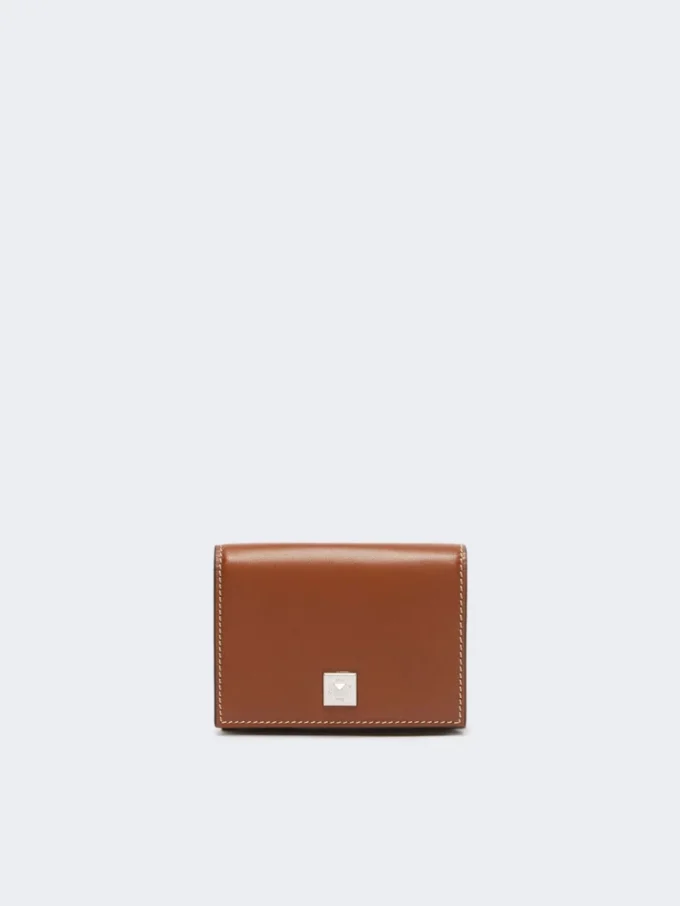 Leather tri-fold purse, amber brown Leather tri-fold purse, amber brown
