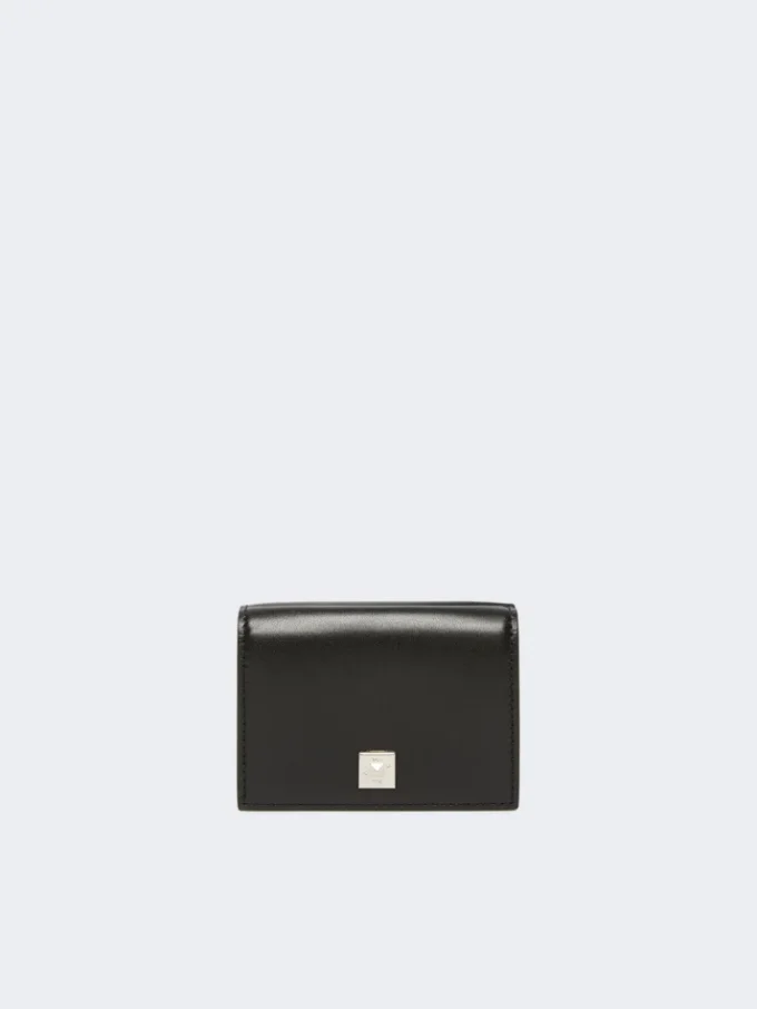 Leather tri-fold purse, black