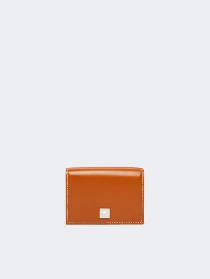 Leather tri-fold purse, rust
