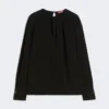 Lightweight cady blouse, black