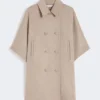 Lightweight cashmere broadcloth cape, tawny bronze brown