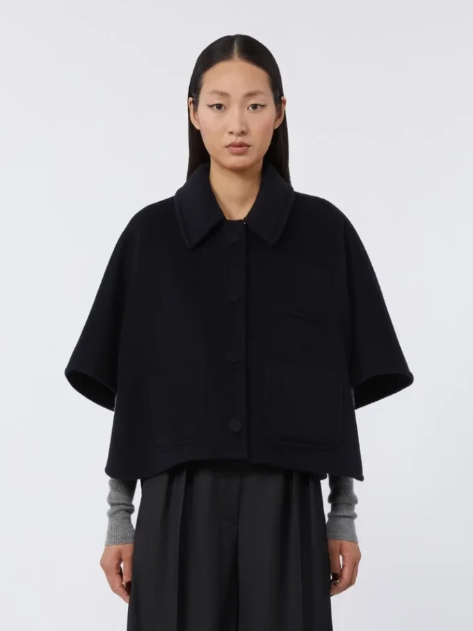 Lightweight cashmere cape, ultramarine